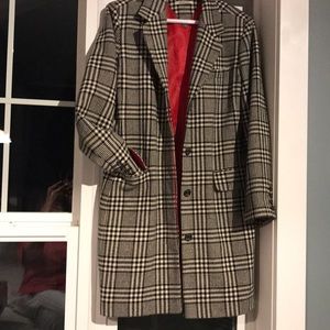 Tommy Hilfiger plaid wool town coat